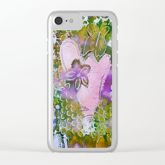 Lavender Hearts and Flowers Clear iPhone Case