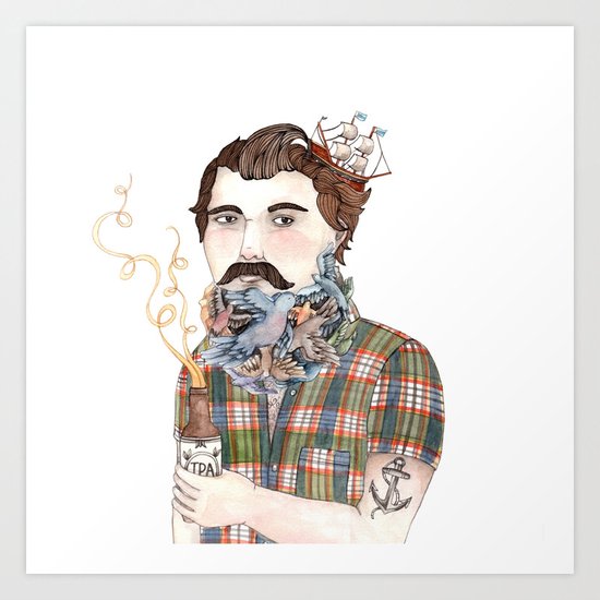 Flock of Beards Art Print