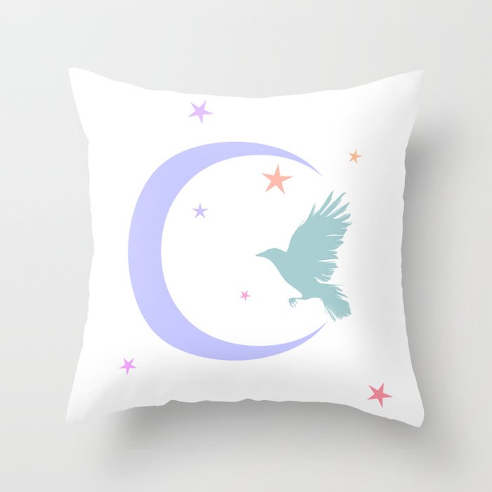 moon bird Throw Pillow