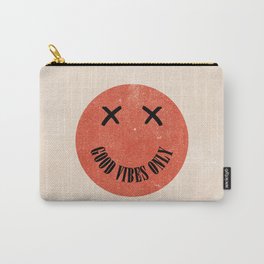 Good Vibes Only (Textured) Smile Quote Carry-All Pouch | Relax, Chill, Karma, Smile, Good, Vibes, Emoji, Graphicdesign, Emoticon, Typography 