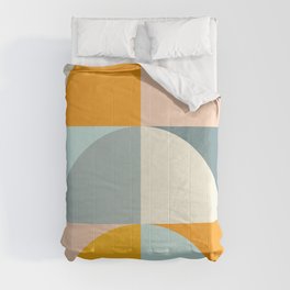 Summer Evening Geometric Shapes in Soft Blue and Orange Comforter