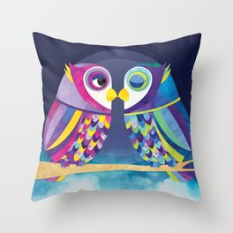 Shanti Sparrow: Bill & Judy the Owls Throw Pillow