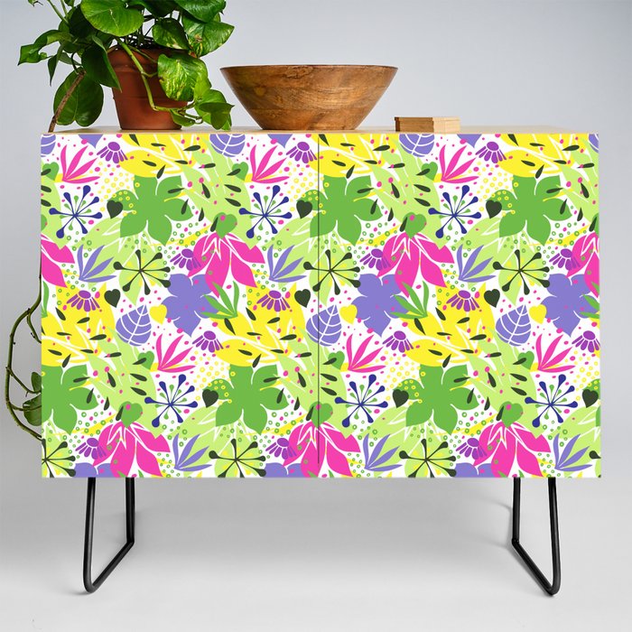 Flora Alegra is a lovely abstract flowers-and-leaves pattern. Credenza