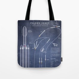 SpaceX Falcon Heavy Spacecraft NASA Rocket Blueprint in High Resolution (dark blue) Tote Bag