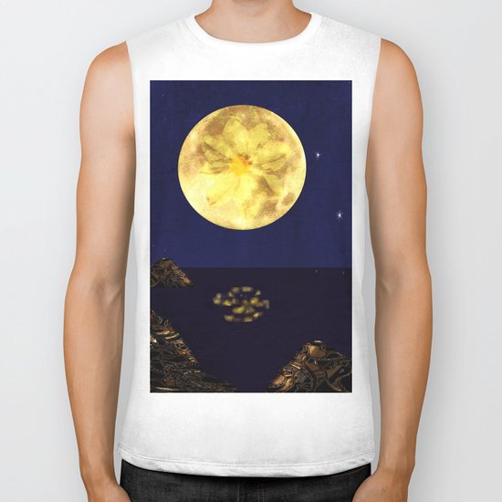 Yellow Dahlia Moon Biker Tank