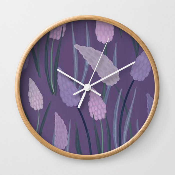 Grape Hyacinths Wall Clock