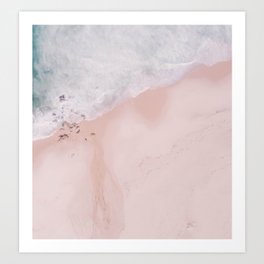 Aerial beach - pink sand - minimal ocean - sea - travel photography  Art Print