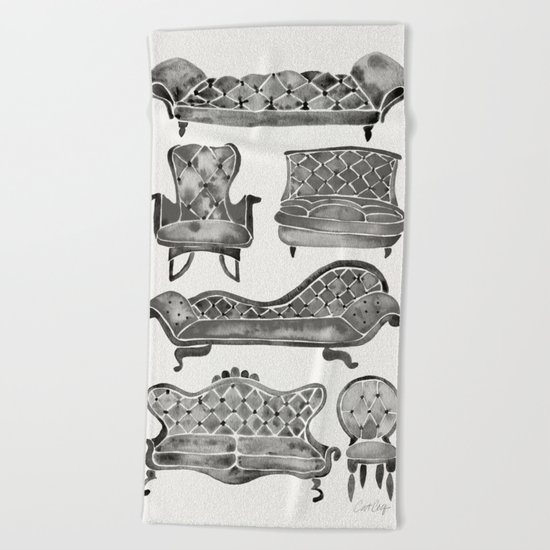 Victorian Lounge – Black Palette Beach Towel