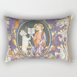Medieval art Demon Ram reading Rectangular Pillow