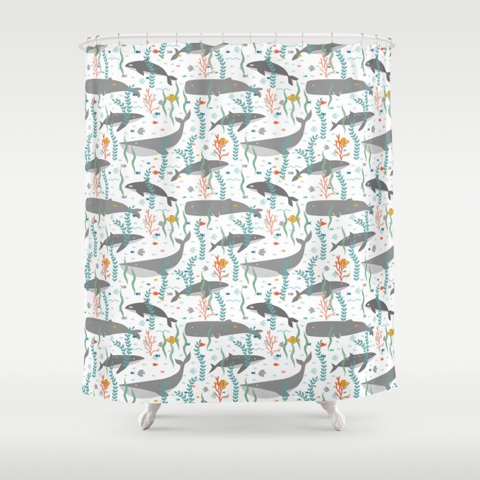 Whales of the Sea Shower Curtain