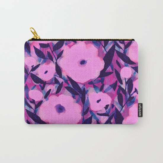 Layered Leaf Floral Pink Carry-All Pouch