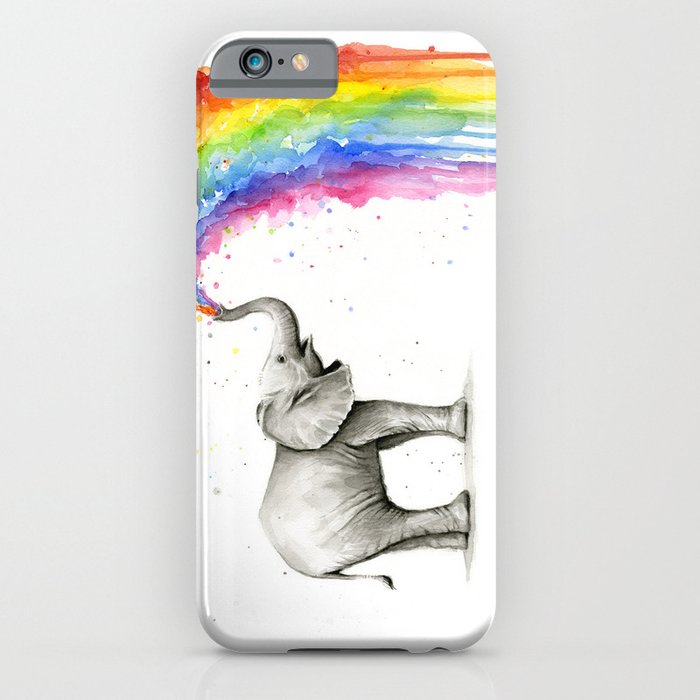 baby elephant spraying rainbow iphone case