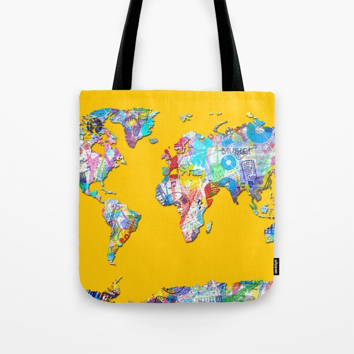 world map music art 1 Tote Bag