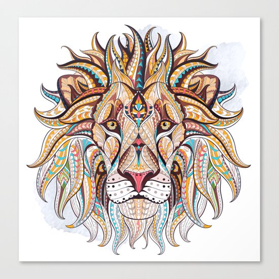 Brown Ethnic Lion Canvas Print