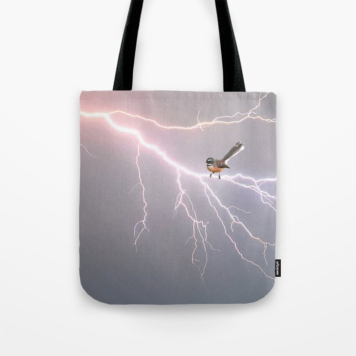 Bird on lightning bolt - Fantail Tote Bag