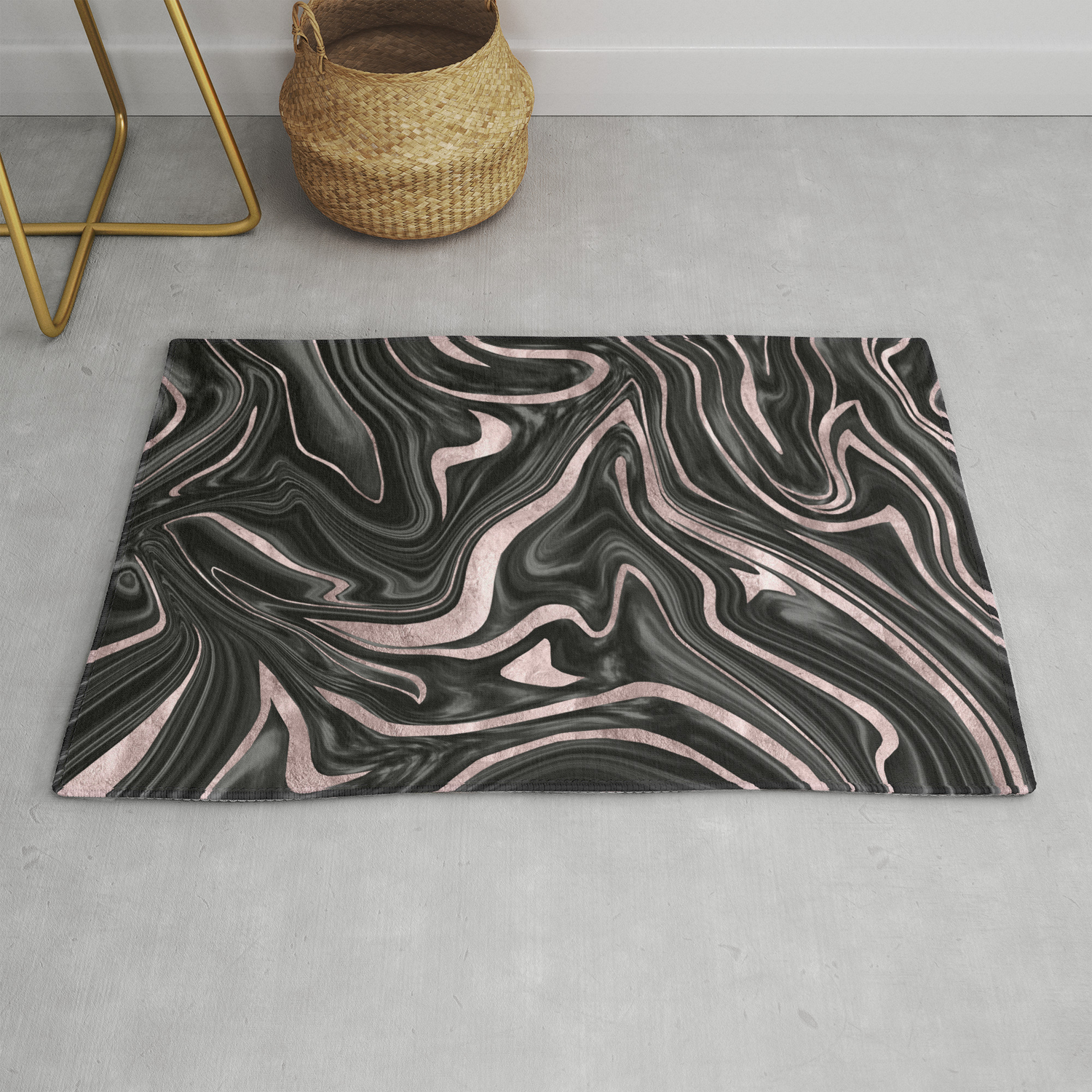 Black Gray White Rose Gold Marble 1 Decor Art Society6 Rug By Anitabellajantz Society6