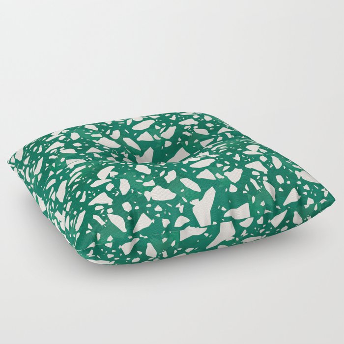 Green terrazzo flooring seamless pattern with colorful marble rocks Floor Pillow