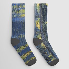 Vincent van Gogh Starry Night Over the Rhone (1888) enhanced with artificial intelligence Socks