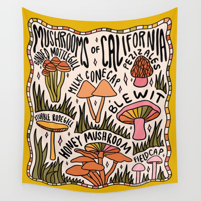 Mushrooms of California Wall Tapestry