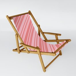 [ Thumbnail: Light Coral & Pink Colored Lines Pattern Sling Chair ]