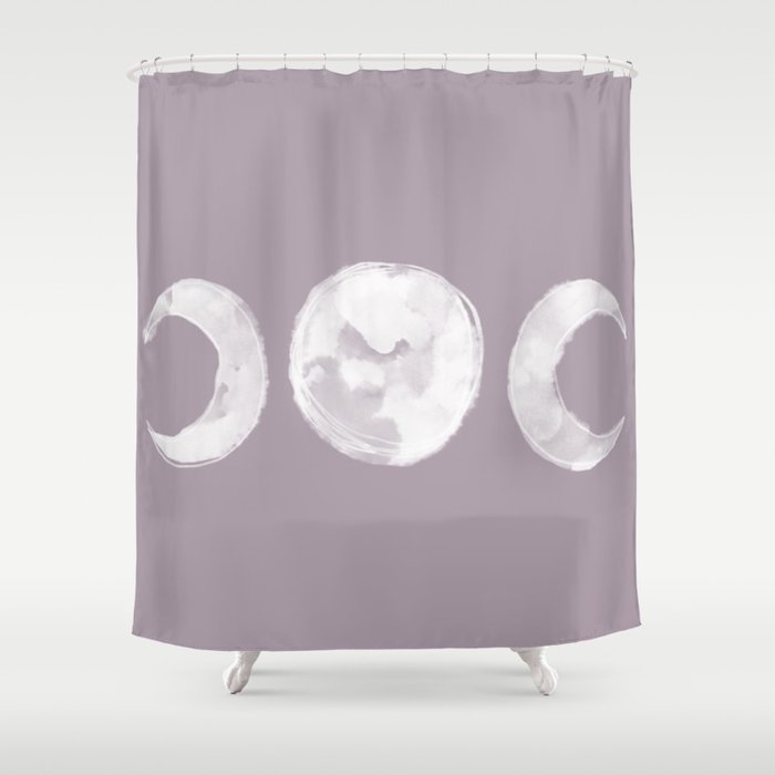Witchy Lavender Triple Moon Shower Curtain By Okaysonny