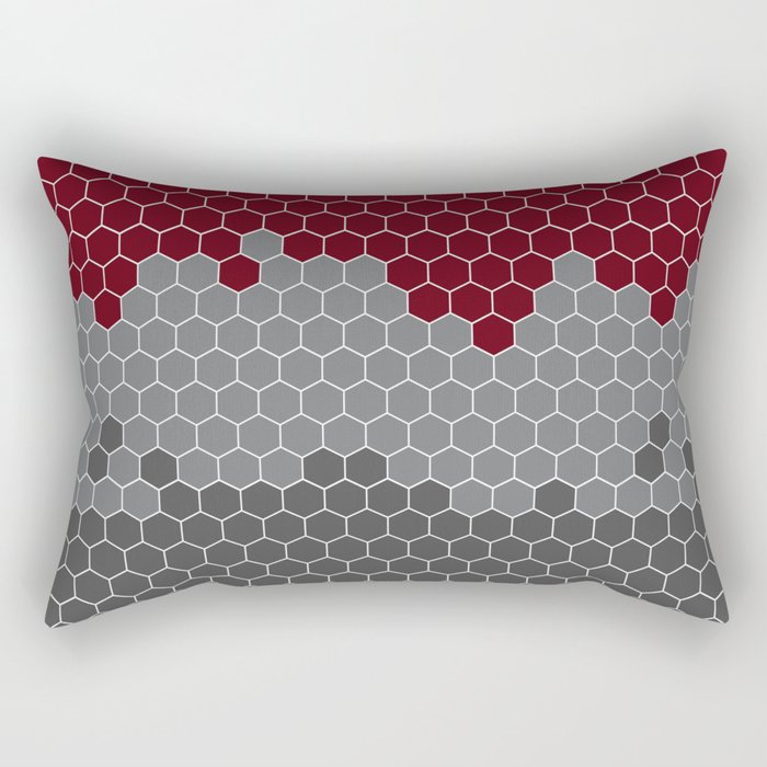 Honeycomb Red Gray Grey Hive Rectangular Pillow