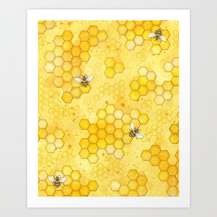 Meant to Bee - Honey Bees Pattern Kunstdrucke Meant to Bee - Honey Bees Pattern Kunstdrucke