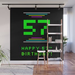 [ Thumbnail: 57th Birthday - Nerdy Geeky Pixelated 8-Bit Computing Graphics Inspired Look Wall Mural ]