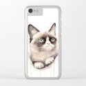 Grumpy Watercolor Cat Animals Meme Geek Art Leggings By
