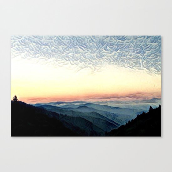 Pastel Sunset over Mountains (Hipster Landscape) Canvas Print