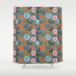 f is for Frida, fly and flowers Shower Curtain