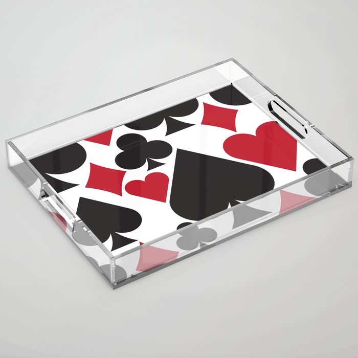 52 Deck Of Cards Pattern Clubs, Diamonds, Hearts and Spades Acrylic Tray