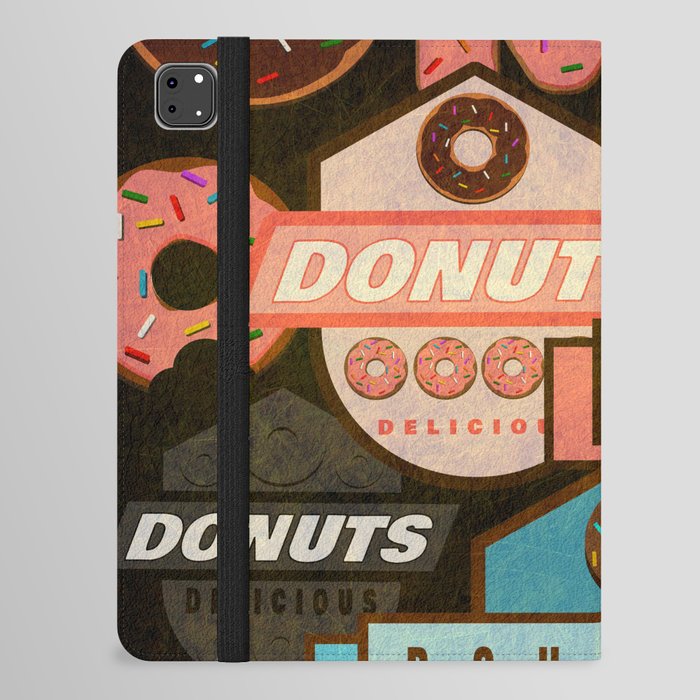 Retro distressed donuts collage iPad Folio Case