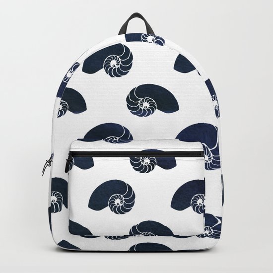 Navy blue maritime sea shell pattern- Animals Backpack