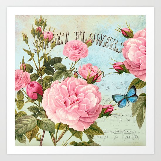 Vintage Flowers #2 Art Print