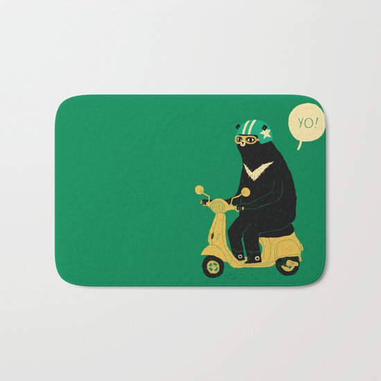 scooter bear green Bath Mat
