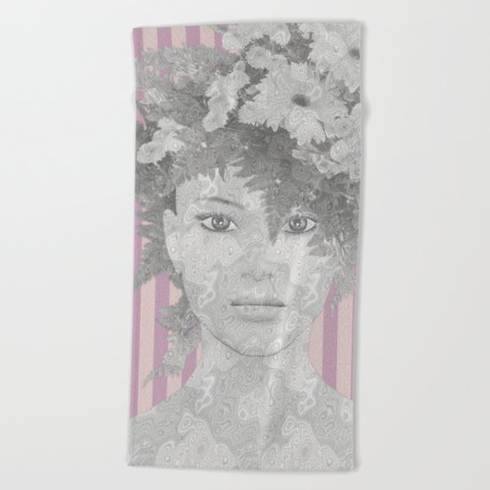Look at me (romantic flowers vintage) Beach Towel