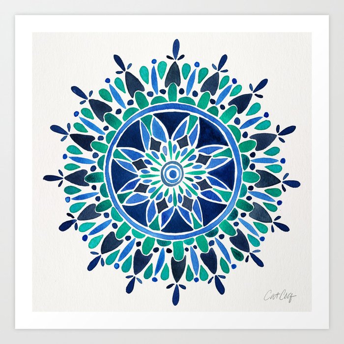 Blue & Turquoise Mandala Art Print
