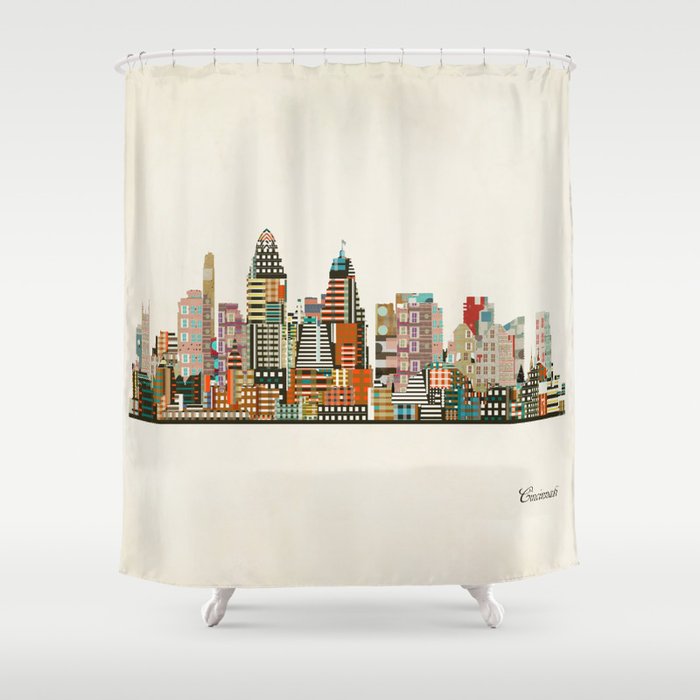 Cincinnati Ohio skyline Shower Curtain
