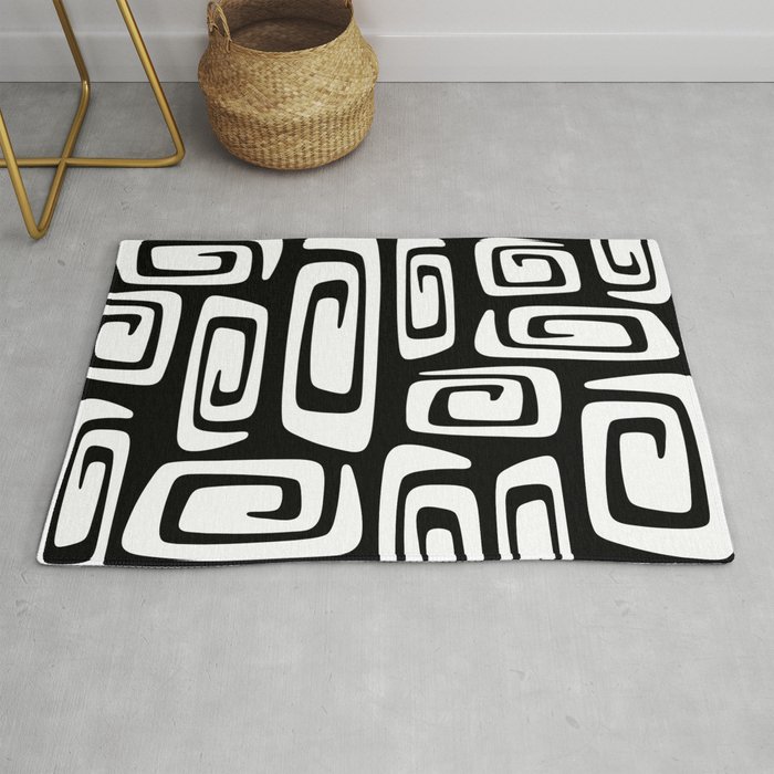 Mid Century Modern Cosmic Abstract 611 Black And White Rug By Tonymagner Society6