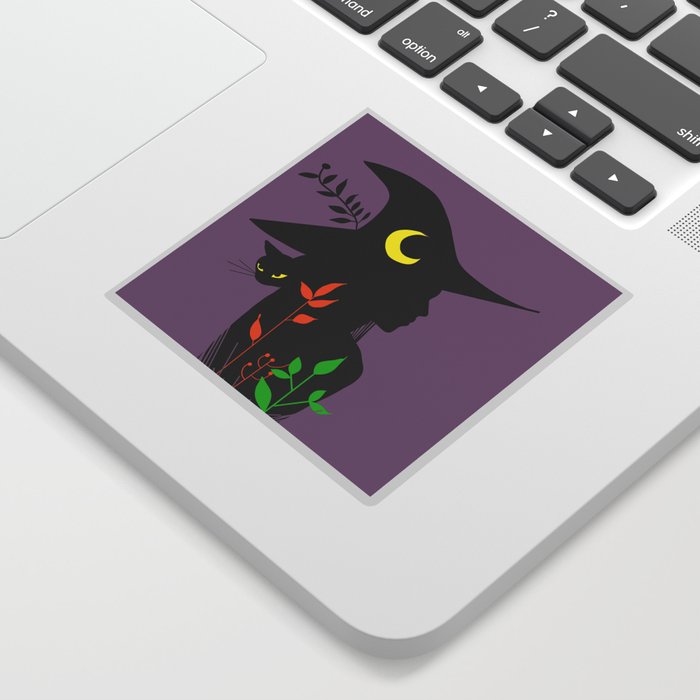 Witch with black cat Sticker
