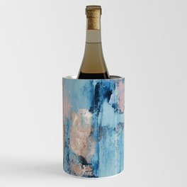 Sunbeam: a pretty abstract painting in pink, blue, and gold by Alyssa Hamilton Art Wine Chiller
