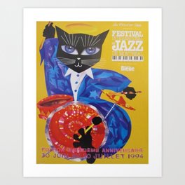 1994 Montreal Jazz Festival Cool Cat Poster No. 3 Gig Advertisement Art Print