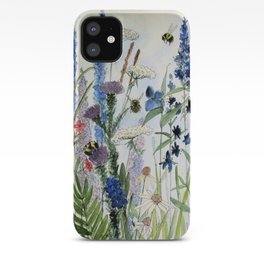 Wildflower in Garden Watercolor Flower Illustration Painting iPhone Case