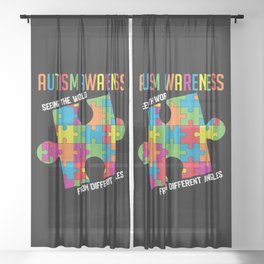 Autism Awareness Puzzle Sheer Curtain