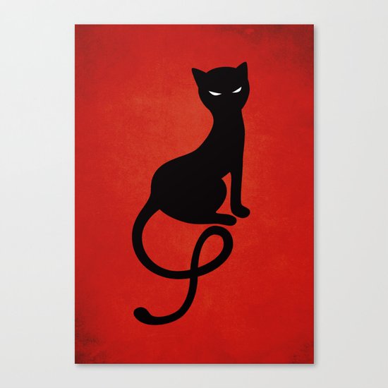 Red Gracious Evil Black Cat Canvas Print