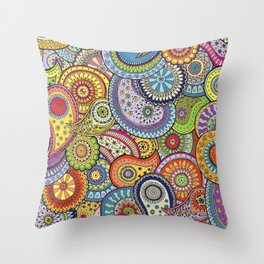 Abstract Colorful Paisleys Pattern Throw Pillow