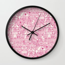 retro circus pink ivory Wall Clock