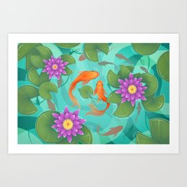Summer Goldfish Pond Art Print