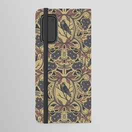 Mauve, Tan & Gray Crow & Dragonfly Floral Android Wallet Case